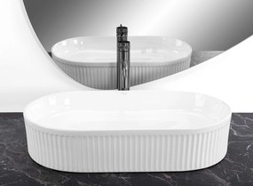 Rea Vanda, umývadlo na dosku 600x340x130mm, biela lesklá, REA-U6526