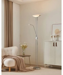 LED stojacia lampa v striebornej farbe so skleneným tienidlom (výška 180 cm) BAYA LED – EGLO