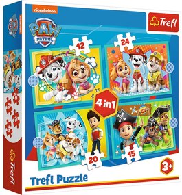34346 Detské puzzle - Paw Patrol Šťastný tím 4v1