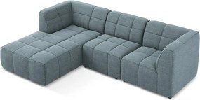 Modrá rohová pohovka z textílie buklé (ľavý roh/s leňoškou) Aloha – Makamii
