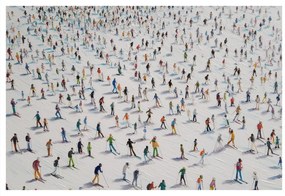 Vianočný obraz zimné radovánky na svahu