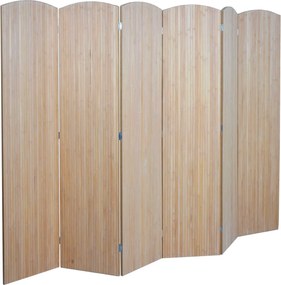 Bambusový paraván HWC-O30, deliaca stena, 6 panelov, 170 × 245 cm - hnedý