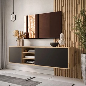 TV STOLÍK ALWIN DUB ARTISAN ČIERNY 156 cm