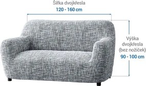 Bielastické poťahy GRAFITI NOVÉ antracit dvojkreslo (š. 120 - 160 cm)