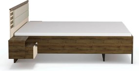 Posteľ s nočnými stolikmi Barea 180x200, béžová/dub atlantic