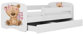 Detská posteľ Babydreams+Sz+M Biela 70x140 Medveď s kvetmi
