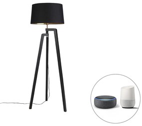 Inteligentná stojaca lampa s tienidlom čierna so zlatom 50 cm vrátane WiFi A60 - Puros