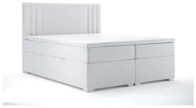 Manželská posteľ Boxspring 180 cm Morcano (biela ekokoža) (s úložným priestorom). Akcia -21%. Vlastná spoľahlivá doprava až k Vám domov. 1044270