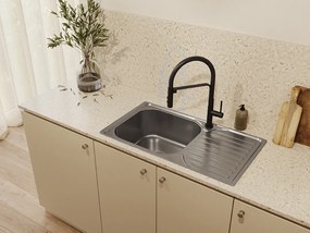 Kuchinox Siluetto, vysoká drezová batéria s elastickým ramenom, čierna matná, LAV-BQU_B78D