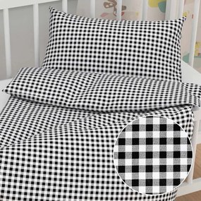 Biante Detské bavlnené posteľné obliečky do postieľky Sandra SA-060 Čierno-biele kocky Do postieľky 90x140 a 50x70 cm