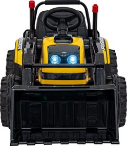 Ramiz Detský traktor na batérie žltý + pohyblivé rameno s lyžicou + diaľkové ovládanie + pomalý štart + FM rádio + LED