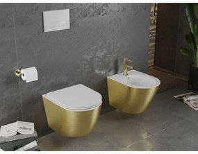 Mexen Lena, závesný bidet 480x370x325 mm, biela - zlatý vzor, 35224807