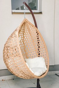 Svetlohnedé závesné kreslo TROPIKAL so stojanom