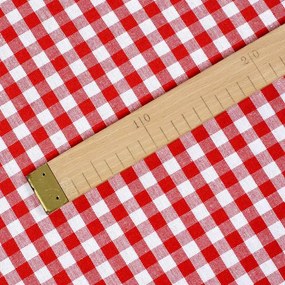 Biante Bavlnený štvorcový obrus Olivia OL-008 Červeno-biela kocka malá 140x140 cm