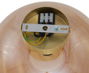 Art Deco stropné svietidlo mosadz s jantárovým sklom - Busa