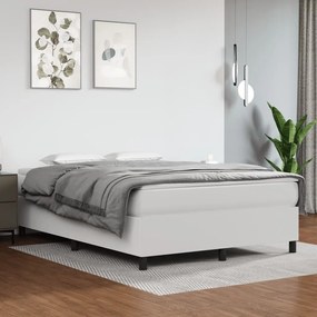 Boxspring posteľ s matracom biely 140x190 cm umelá koža 3144603