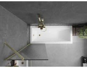 Mexen Next, 1-krídlová vaňová zástena 60 x 150 cm, 6mm sklo Ribs, zlatá matná, 895-060-000-00-09-55