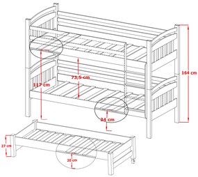 Detská posteľ 80 x 180 cm ANIE (s roštom a úl. priestorom) (borovica). Vlastná spoľahlivá doprava až k Vám domov. 1013168