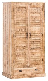 furniture-nabytek.cz - Masívna šatní skriňa Caribou z mangového dreva, lakovaná, prírodná farba – 90×60×180 cm