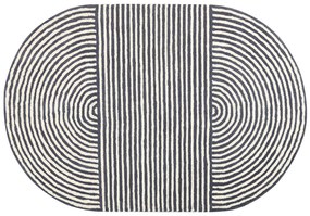 Oválny vlnený koberec 140 x 200 cm biela/grafitovsivá KWETA Beliani