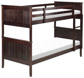 Poschodová posteľ 90 x 200 cm tmavé drevo ALBON Beliani