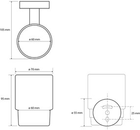 Sapho Sapho, X-ROUND WHITE pohár závesný, mliečne sklo, biela mat, XR903W