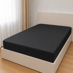 ECOMATRACE Úpletové prestieradlo Jersey čierna Rozmery 140x200