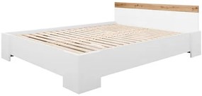 Manželská posteľ 160 cm Fritkit, Farby: biela / biela + dub lefkas