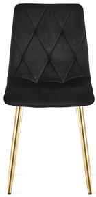 Jedálenská stolička LIBRA zamatová, čierna / zlaté nohy