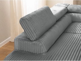 Sivá menčestrová rohová pohovka (ľavý roh/do L) Marbeya – Ropez