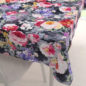 Biante Dekoračný obdĺžnikový obrus PM-020 Maľované kvety na sivom 100x140 cm