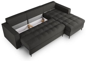 Tmavosivá rozkladacia rohová pohovka Milo Casa Santo, pravý roh