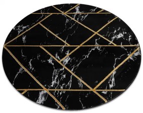 Koberec okrúhly EMERALD exkluzívne 2000 glamour, štýlový mramor, geometrický čierna / zlato Veľkosť: kruh 120 cm