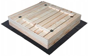 Uzatvárateľné drevené pieskovisko s lavičkami 100 x 100 cm