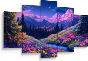 Obraz - Fialová krajina pri úplnku (150x105 cm)