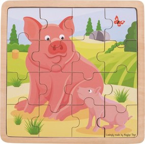 Dřevěné puzzle PIG FAMILY