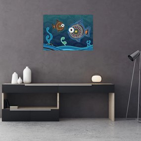 Sklenený obraz - Maľované rybičky (70x50 cm)