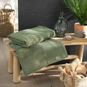 Kaki froté bavlnená osuška 90x150 cm Tendresse – douceur d'intérieur