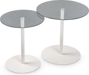 Sada 2 stolíkov Lia, biela/sklo