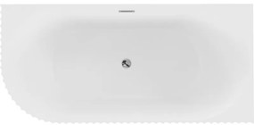 Mexen Gia, voľne stojaca rohová vaňa, drážkovaná, pravá, 170 x 80 cm, biela matná, chrómový prepad, 52701708001P-01