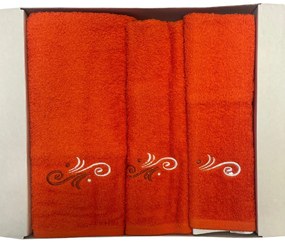 Darčekové balenie 3 kusov osušky 70x140cm a uterákov 50x100cm, 30x50cm Oranžové TiaHome