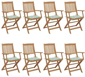 Skladacie záhradné stoličky 8 ks so sedákmi akáciový masív 3074979