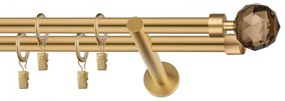 Dekorstudio Garniža dvojradová CRYSTAL zlatá 19mm Dĺžka: 120cm, Typ uchytenia: Držiak dvojitý modern, Typ príslušenstva: Krúžky tiché so štipcami