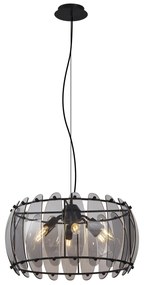 Inteligentné závesné svietidlo čierne s dymovým sklom okrúhle 6-svetiel vrátane WiFi C35 - Mochan