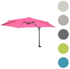 Nástenný slnečník Casoria 3 m polyester hliník/oceľ - ružovo-červená