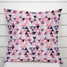 Biante Bavlnená obliečka na vankúš Sandra SA-330 Ružovo-fialovo-čierne trojuholníčky 60 x 60 cm