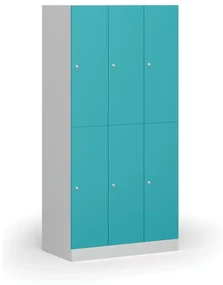 Šatníková skrinka s úložnými boxmi, 6 boxov, 1850 x 900 x 500 mm, cylindrický zámok, zelené dvere