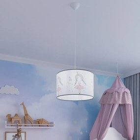 Detské závesné svietidlo Princess, 1x plastové tienidlo so vzorom, (fi 40cm)