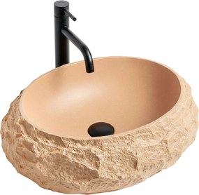 Umývadlo na dosku z kompozitného kameňa REA MIKA LIGHT TERRACOTTA 50x38 cm, béžová