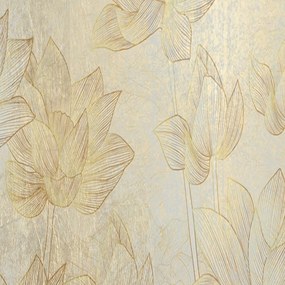 Ozdobný paraván Zlatý lotosový květ - 145x170 cm, štvordielny, obojstranný paraván 360°